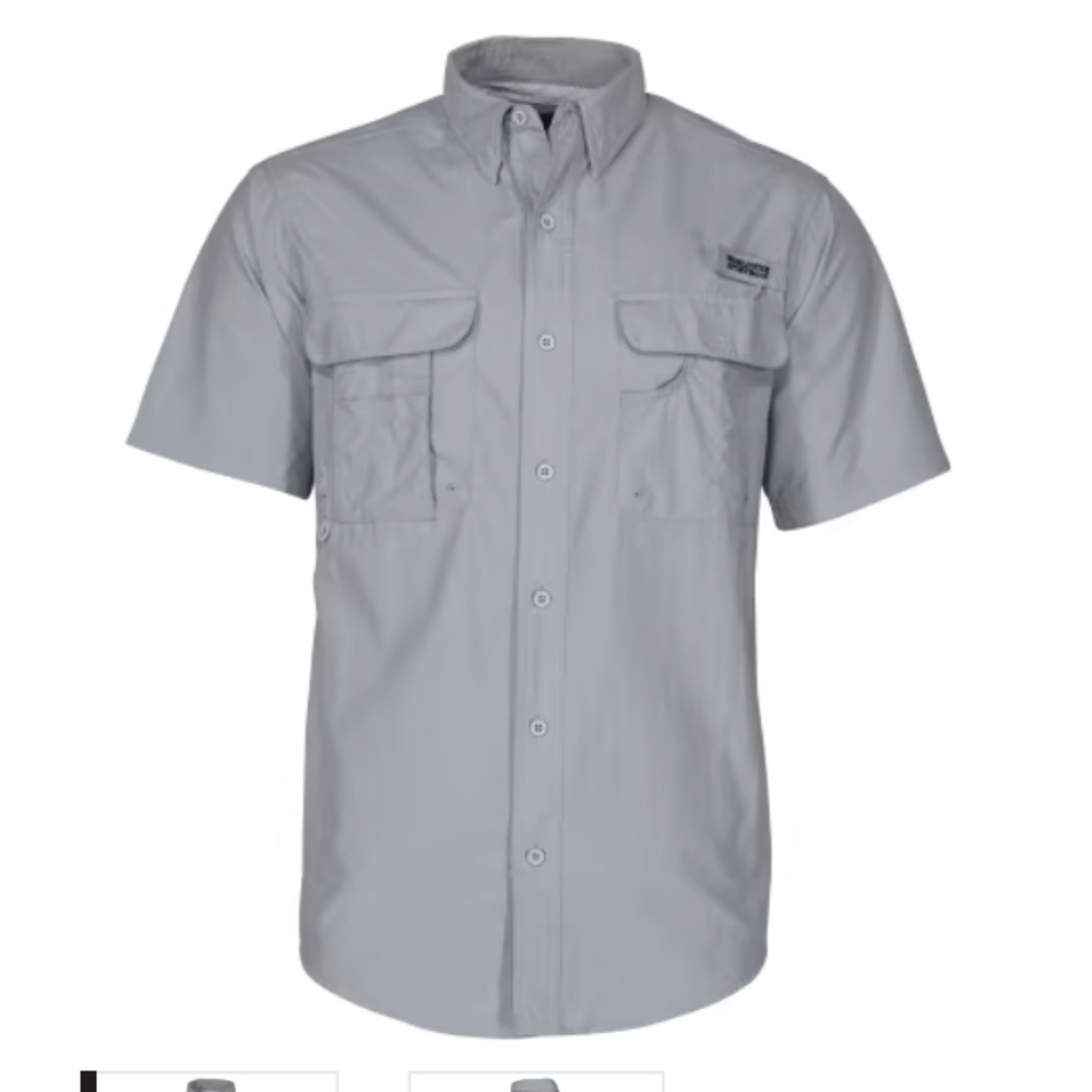 World Wide Sportsman Fishing Shirt short sleeves buttons down Gray Size medium